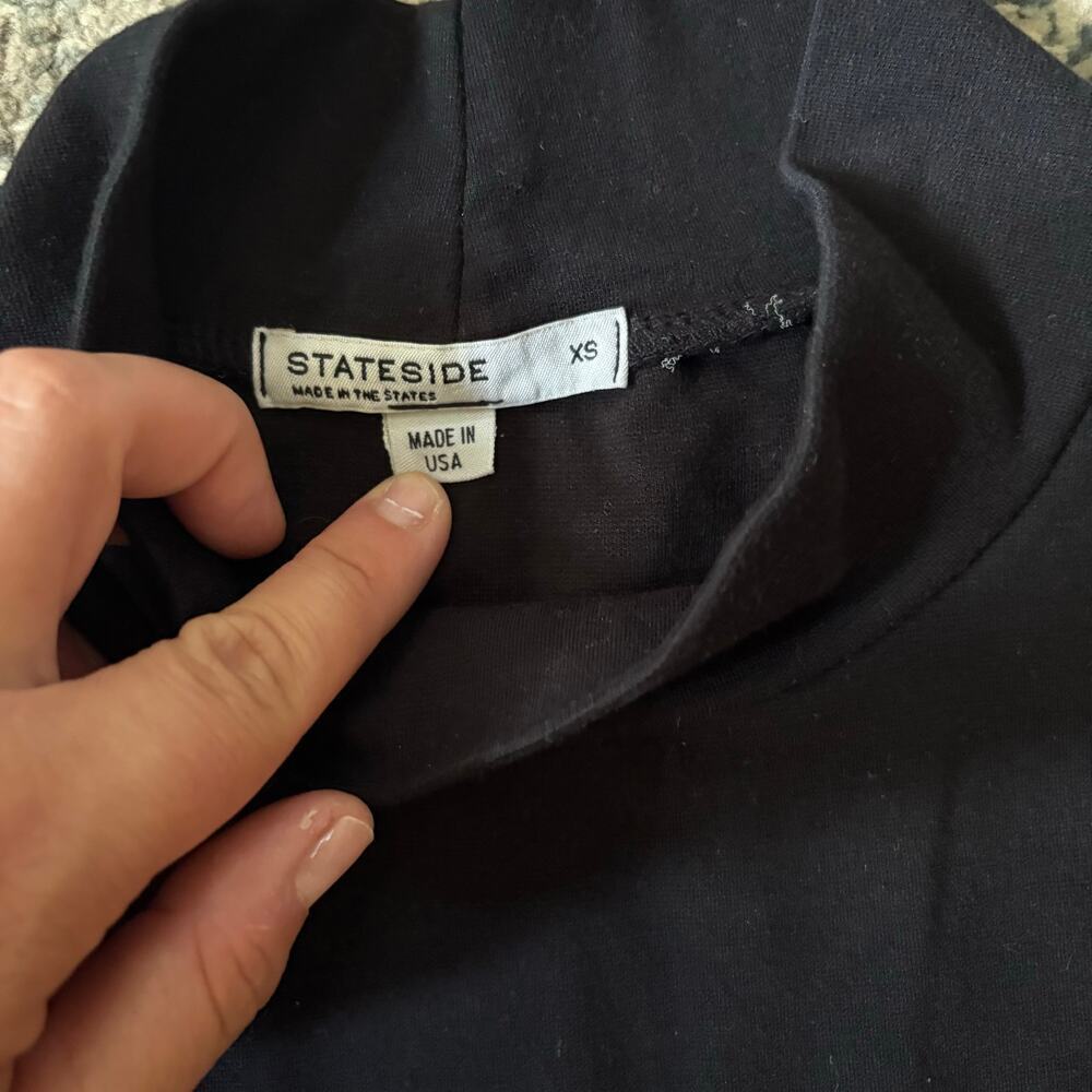 Anthropologie Stateside Mock Neck Boxy Long Sleeve Black Modal Supima Top - Picture 3 of 4